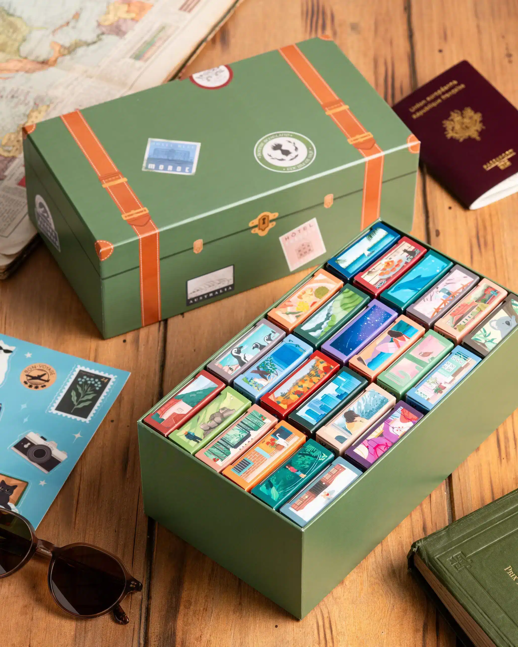 Coffret-La-Malle-à-souvenirs-Trevell-24-minis-puzzles Coffret La Malle à souvenirs de la marque Trevell composé de 24 minis puzzles