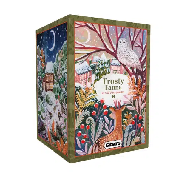 puzzle frosty fauna de gibsons de 3x500 piรจces, puzzles hiver