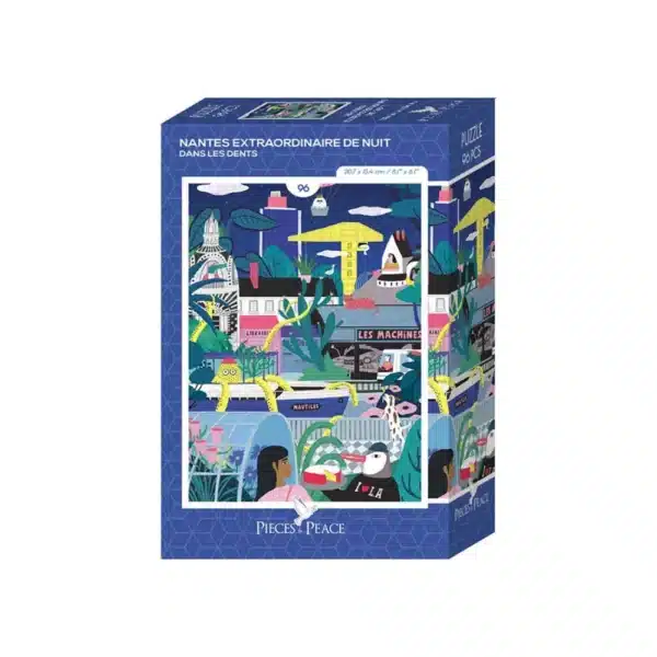 Mini puzzle Nantes Extraordinaire de nuit de pieces & peace de 96 piรจces