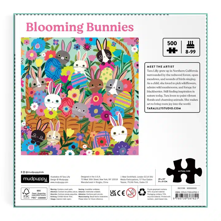 puzzle mudpuppy foil Blooming Bunnies 500 pieces dos